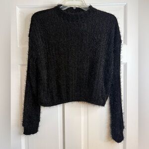 Altar’d State Cropped Fuzzy Black Sweater